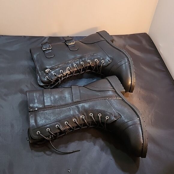 BRAND NEW SHOE LAND KASEY WOMEN'S ANKLE LACE-UP MILITARY COMBAT BOOT MID CALF - Picture 15 of 16